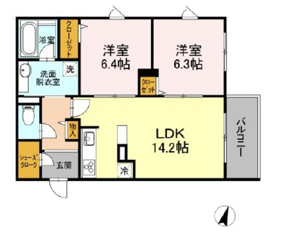 SHALLOWGARDENA棟(2LDK/5階)の間取り写真