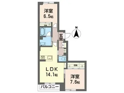ラフィナート住吉(2LDK/1階)の間取り写真