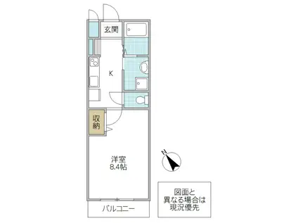 GREEN CALMVII(1K/2階)の間取り写真