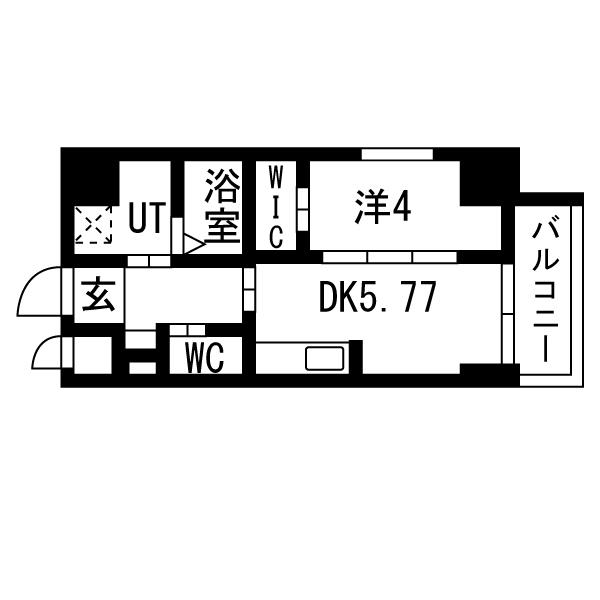 THE LOUNGE LINEAR GATE(1DK/4階)の間取り写真