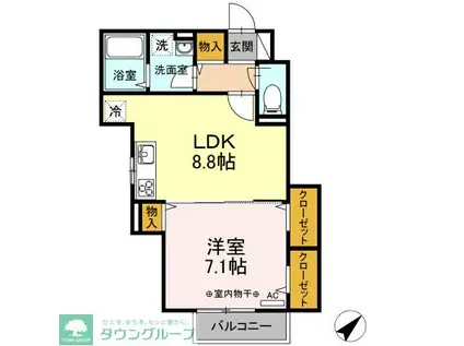 メゾンドール諏訪坂III(1LDK/2階)の間取り写真