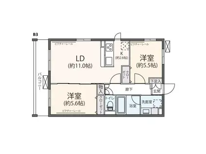 ピア新百合山手(2LDK/1階)の間取り写真