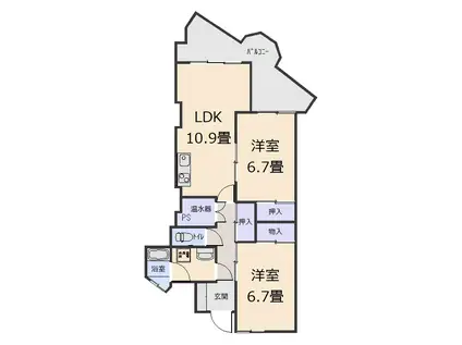 ミンクスマンション弐番館(2LDK/2階)の間取り写真