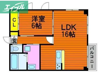 カネツグマンション(1LDK/3階)の間取り写真