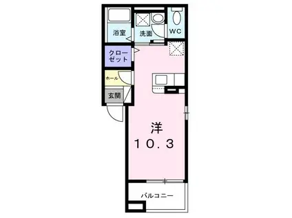 ピクシー(ワンルーム/2階)の間取り写真