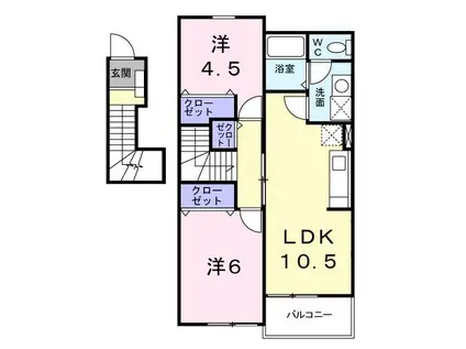 ハイツ イチローB(2LDK/2階)の間取り写真