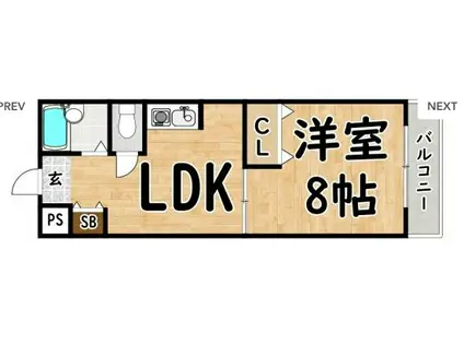 エクスペリエンス(1DK/4階)の間取り写真