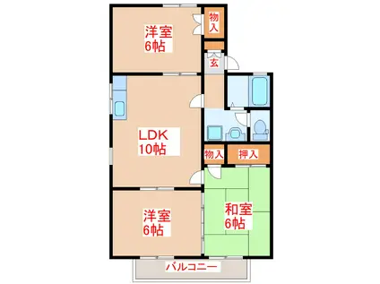 セジュール西陵B棟(3LDK/2階)の間取り写真