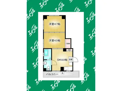 第109プロスパービル(2DK/4階)の間取り写真