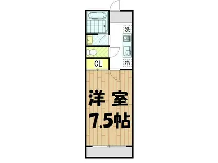 美南ヒルズ(1K/1階)の間取り写真