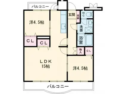 エステート河辺1号棟(2LDK/4階)の間取り写真