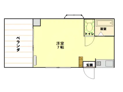 ウィンディービル(1K/3階)の間取り写真