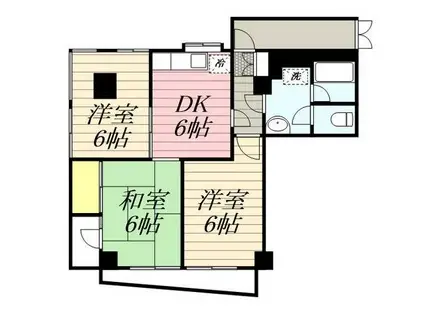 セザール鶴川ガーデンヒルズ(3DK/6階)の間取り写真