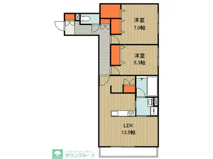 MAISON DE BONHEUR(2LDK/1階)の間取り写真