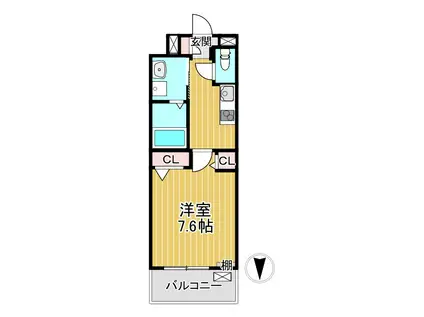 セレーノ カーサ(1K/2階)の間取り写真