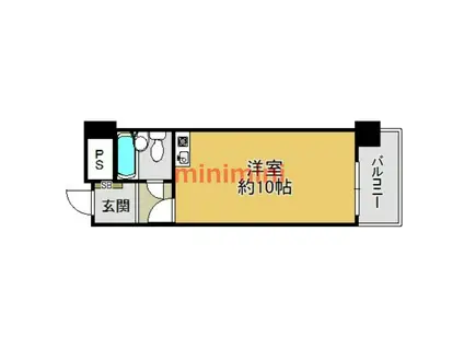 ミストラル川園(ワンルーム/2階)の間取り写真