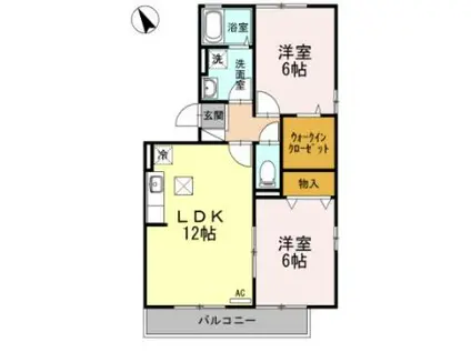 グレイス スクエア新涯 5 B棟(2LDK/1階)の間取り写真