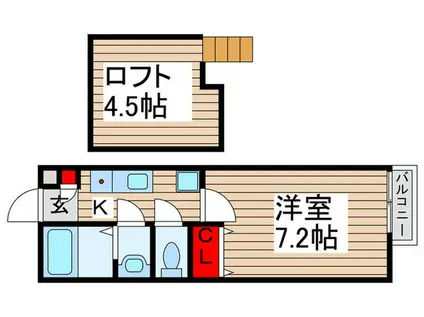 メイプルヒルズ常盤平(1K/1階)の間取り写真