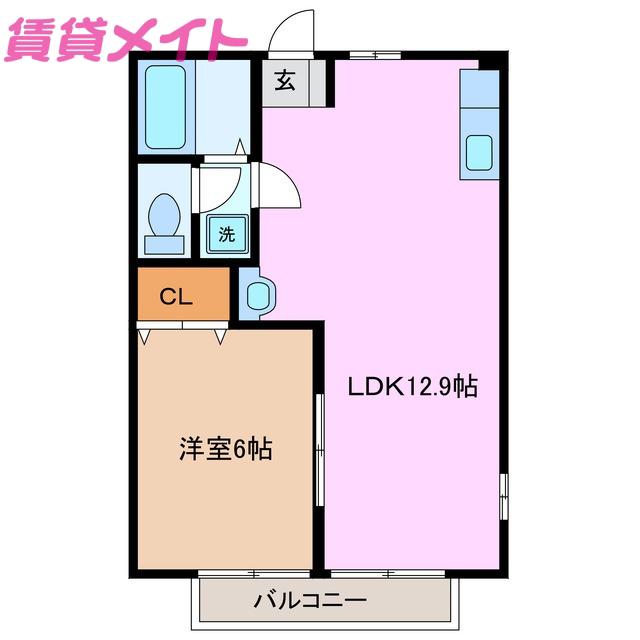 ききょうヒルズ I(1LDK/2階)の間取り写真