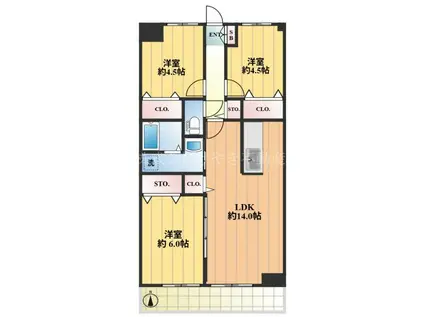 グローリィホーム(3LDK/8階)の間取り写真