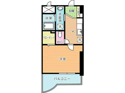 ボニート到津(1K/1階)の間取り写真