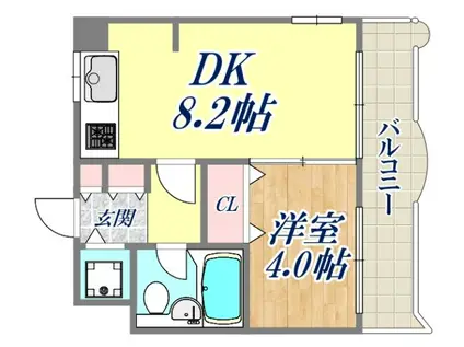 朝日プラザ甲子園(1LDK/7階)の間取り写真