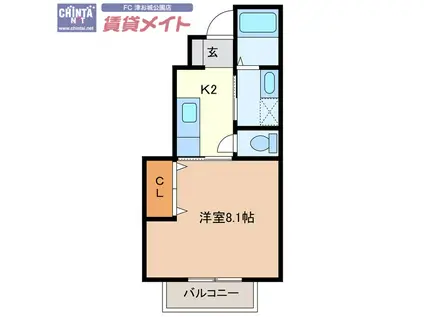 ビラアカシア(1K/1階)の間取り写真