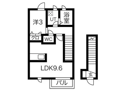 ル・プルーニエ(1LDK/2階)の間取り写真