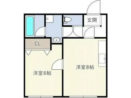 サニーパレス五色山(1LDK/1階)の間取り写真