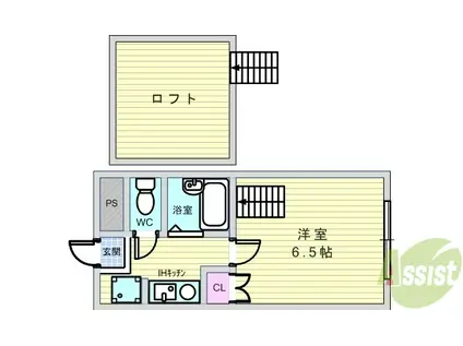 ハイツ岡町北(1K/3階)の間取り写真
