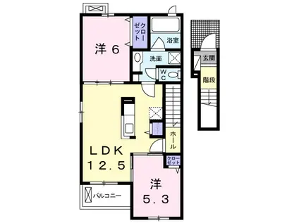 ワイズコンブリオVI(2LDK/2階)の間取り写真