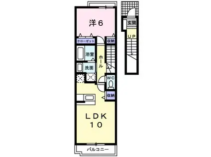 DUO 西館(1LDK/2階)の間取り写真