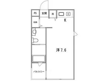クインズビル(ワンルーム/5階)の間取り写真