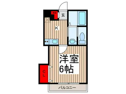 WILL GRANO岩槻(1K/1階)の間取り写真