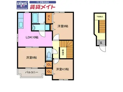 クレストファミール C棟(3LDK/2階)の間取り写真