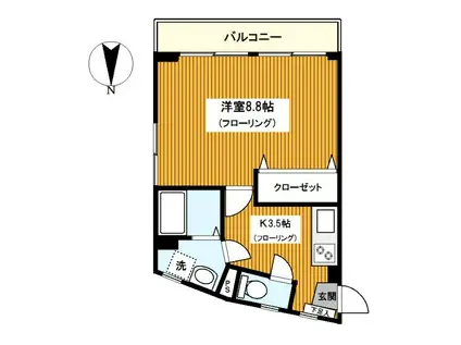 オオミチマンション(1K/2階)の間取り写真