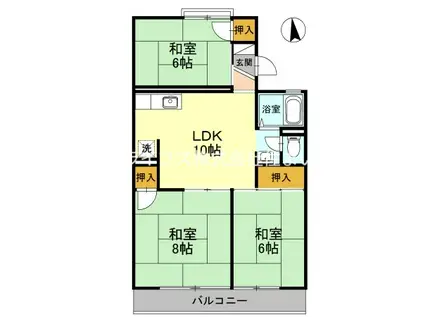 ラ・エスタシオンⅠ C棟(3LDK/2階)の間取り写真