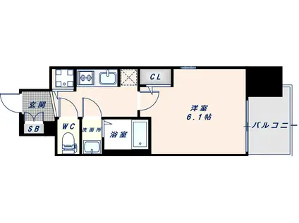 W-STYLE大阪城南(1K/10階)の間取り写真