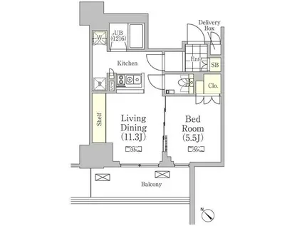 メゾンカルム日本橋馬喰町(1LDK/10階)の間取り写真