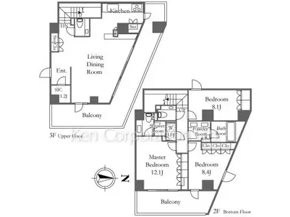 フォレストテラス鳥居坂(2LDK/3階)の間取り写真
