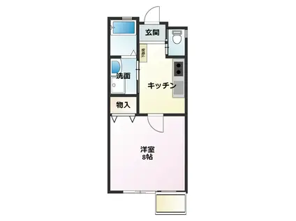 ペールグリーンエムズビルII(1K/2階)の間取り写真