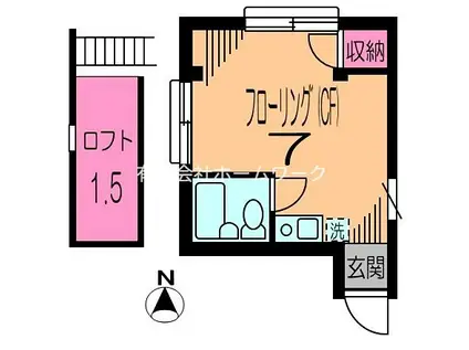 ワークスI(1SK/3階)の間取り写真