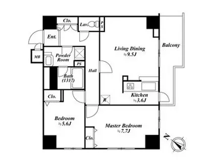 アクロス目黒タワー(2LDK/15階)の間取り写真