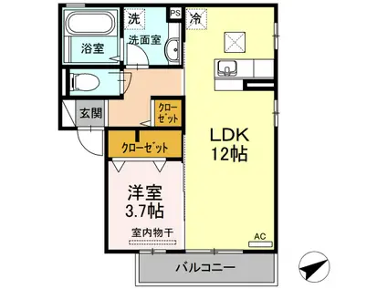 ガルテンベルク(1LDK/1階)の間取り写真