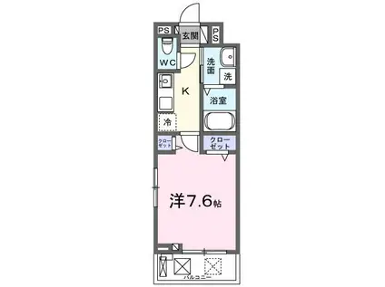 ヴィオラ田村II(1K/2階)の間取り写真