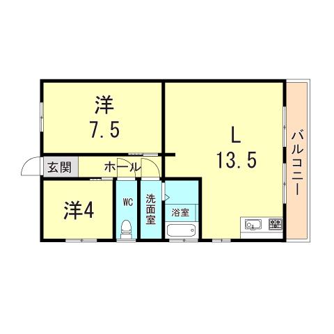 滝谷グリーンハイツ(2LDK/3階)の間取り写真