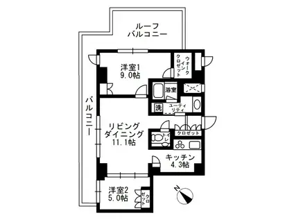 アーバンパーク代官山II(2LDK/7階)の間取り写真