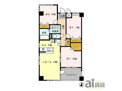 スタースクウェア(3LDK/2階)の間取り写真