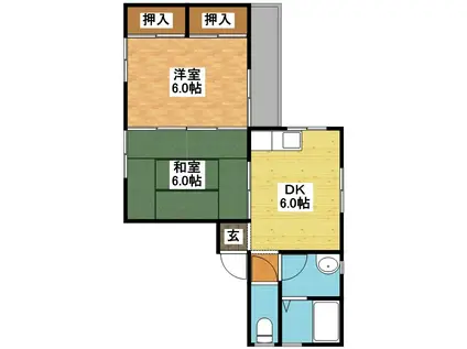 ハイツふじやま(2DK/2階)の間取り写真