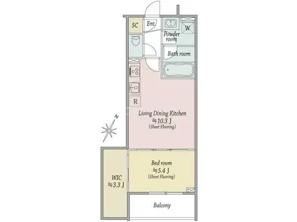 MOCXION扇(1LDK/2階)の間取り写真